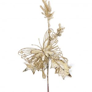 Pick Flor Dorado Escarchado