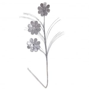 Follaje Flores Escarchada Plata
