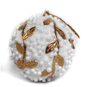 Bolas Navideñas Blanca con Hojas