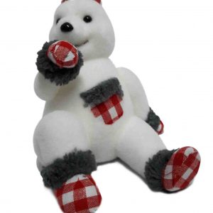 Oso polar con bufanda de cuadros 19cm