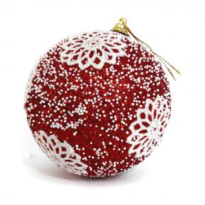 Bolas Navideñas Rojas con Flores