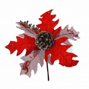 Flor Navideña Combinada Escarchada Gamuza