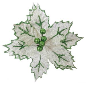 Flor Navideña Lame Escarchada