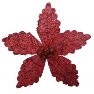Flor Navideña Hojas Recamadas