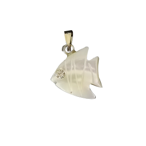 Dije Piedra Nacar Pez con Piedra 15mm