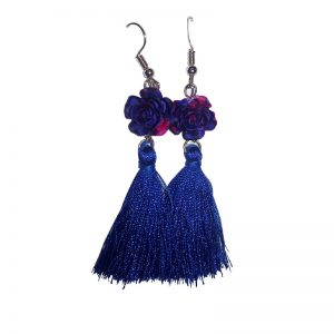 Arete Anzuelo Flor con Borlas Colores