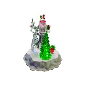 Acrílico Pequeño Santa Con Árbol 18cm